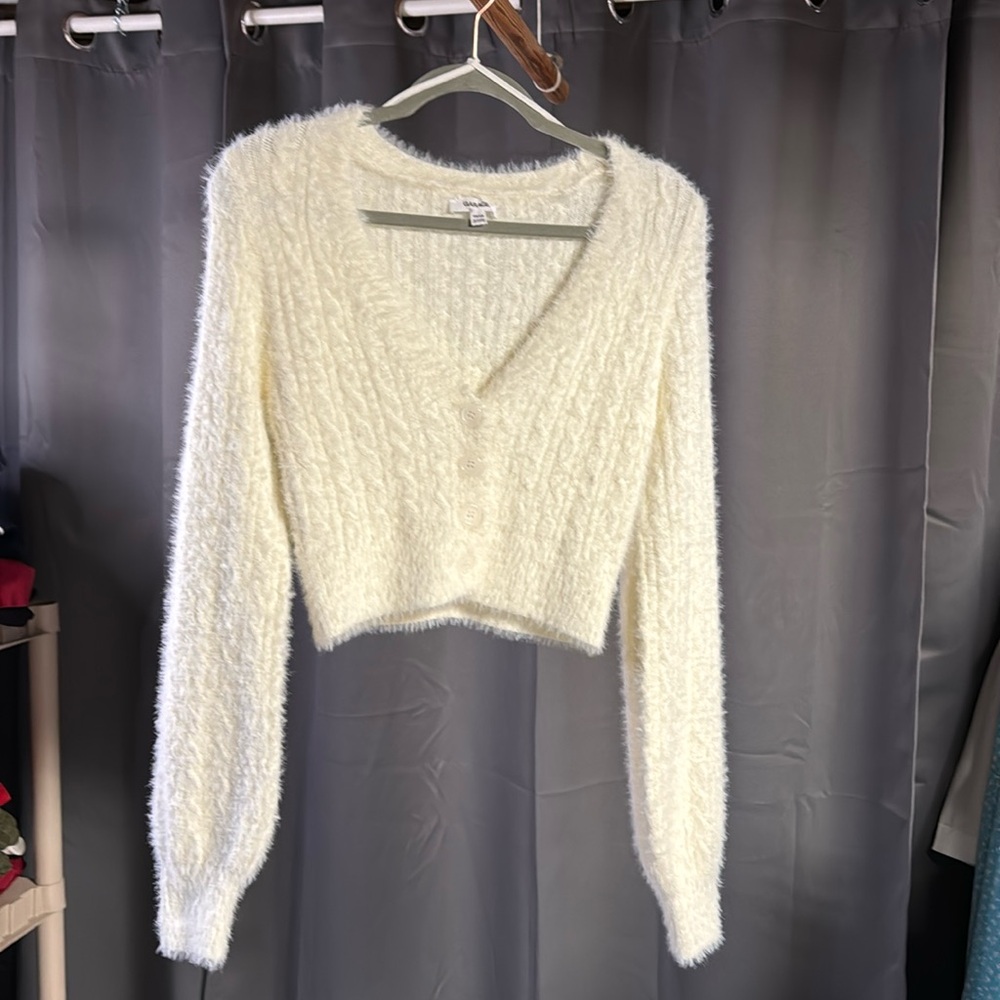 Garage Fuzzy Ivory Crop Sweater
